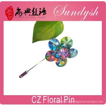Venta al por mayor de la CZ Pin floral que casa el accesorio nupcial Broche de la flor